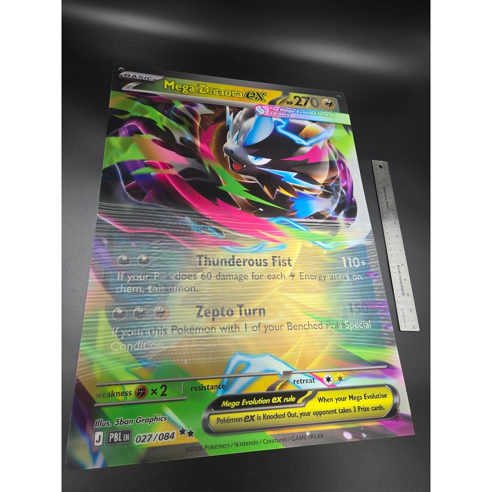 Pokemon Mega Evolution Pitch Black Zeraora Darkrai EX Lenticular Poster Card